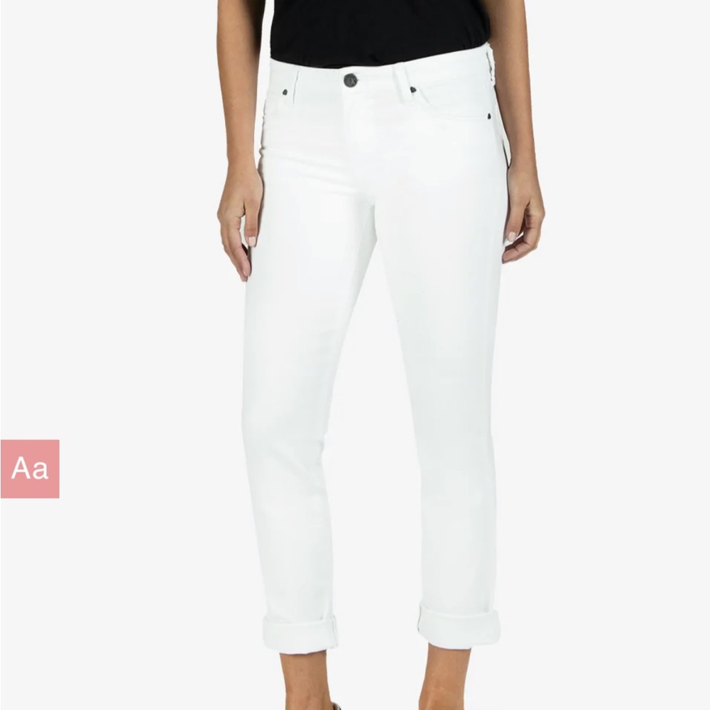 KUT from the Cloth Catherine Optic White Boyfriend Jeans 4